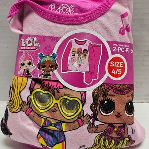 New Pj Pajama Girls LOL Surprise Dance Set Pink 2pc Piece Bottom Top Flannel 4/5